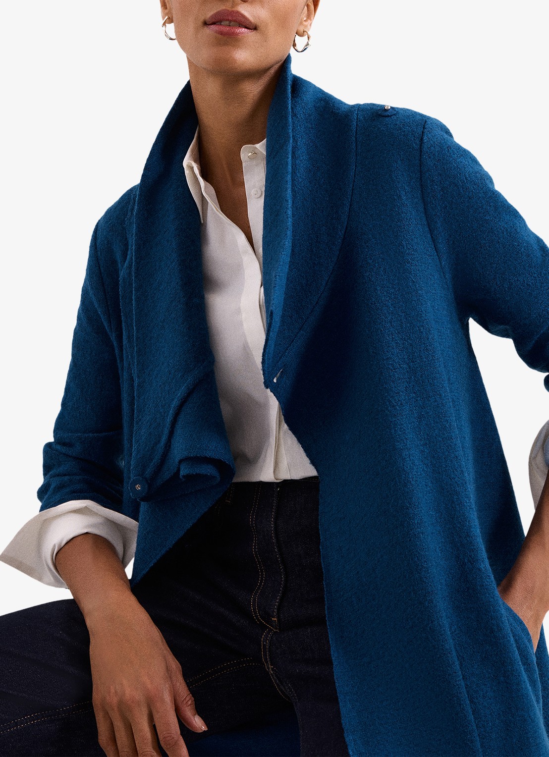Phase Eight Bellona manteljas met sjaalkraag - detail 2 blauw