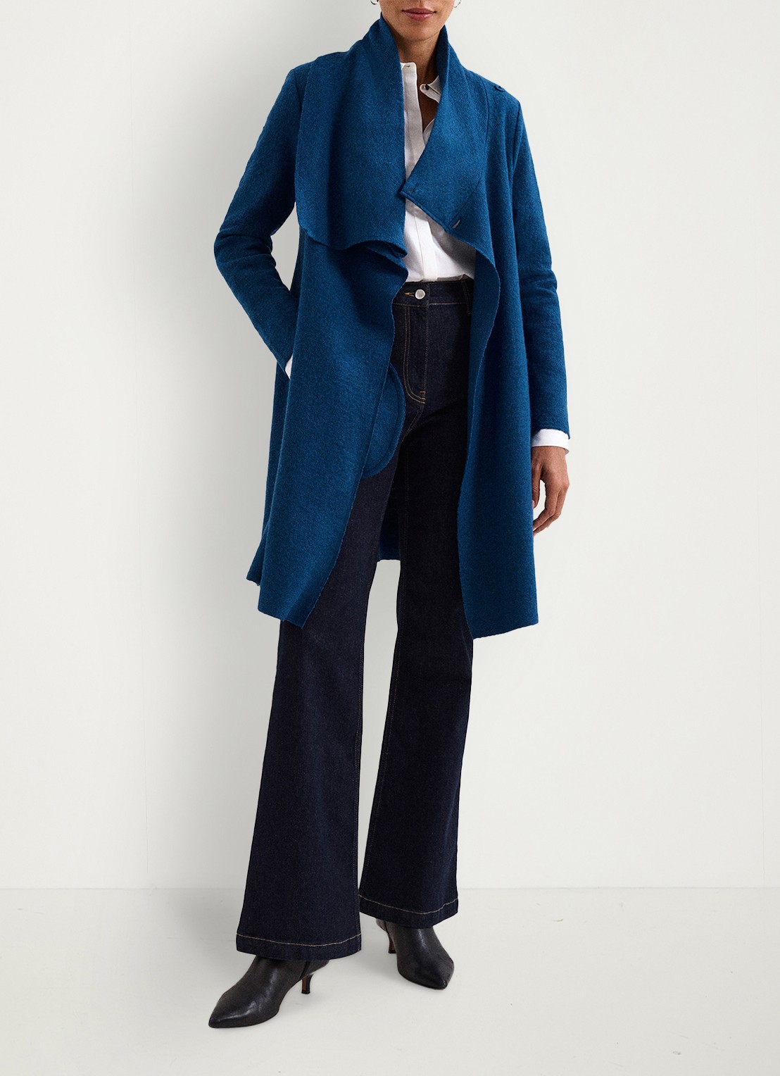 Phase Eight Bellona manteljas met sjaalkraag - voorkant 8 blauw