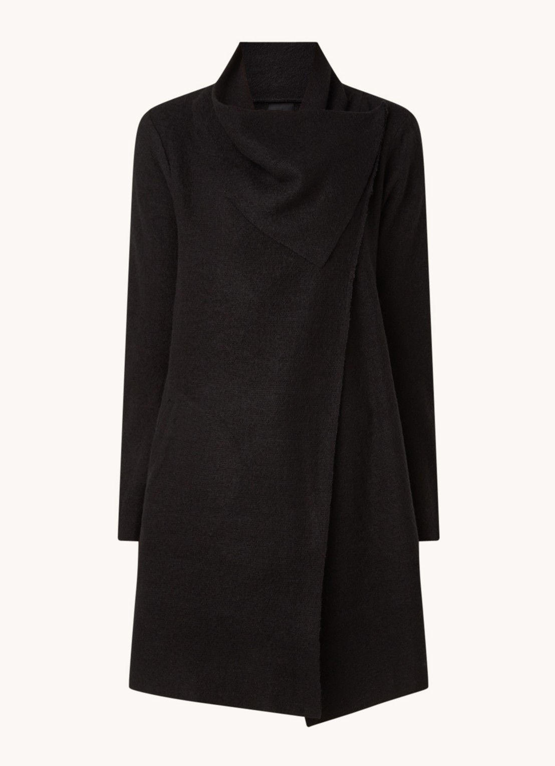 Phase Eight Bellona vest in wolblend met paspelzakken - voorkant zwart