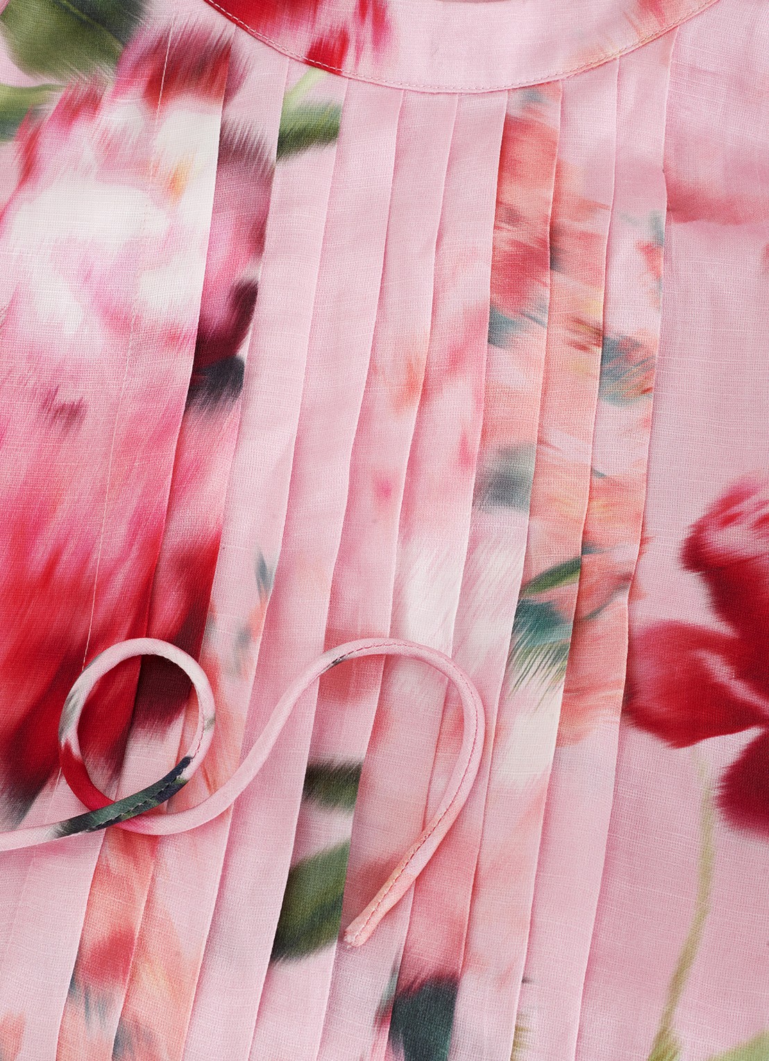 Phase Eight Bethany midi jurk in linnenblend met bloemenprint - detail roze