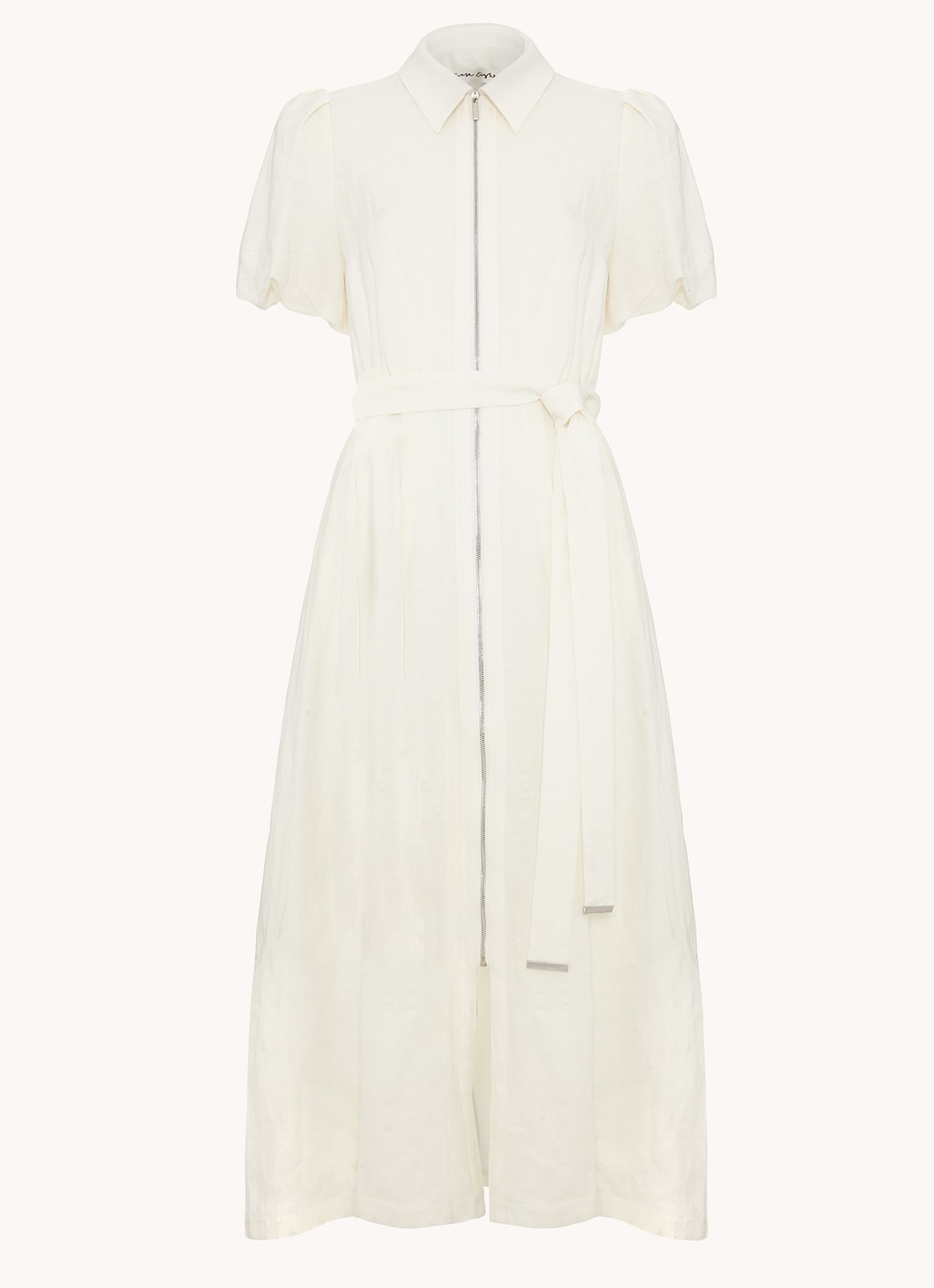 Phase Eight Betsie midi blousejurk met strikceintuur - voorkant 6 wit