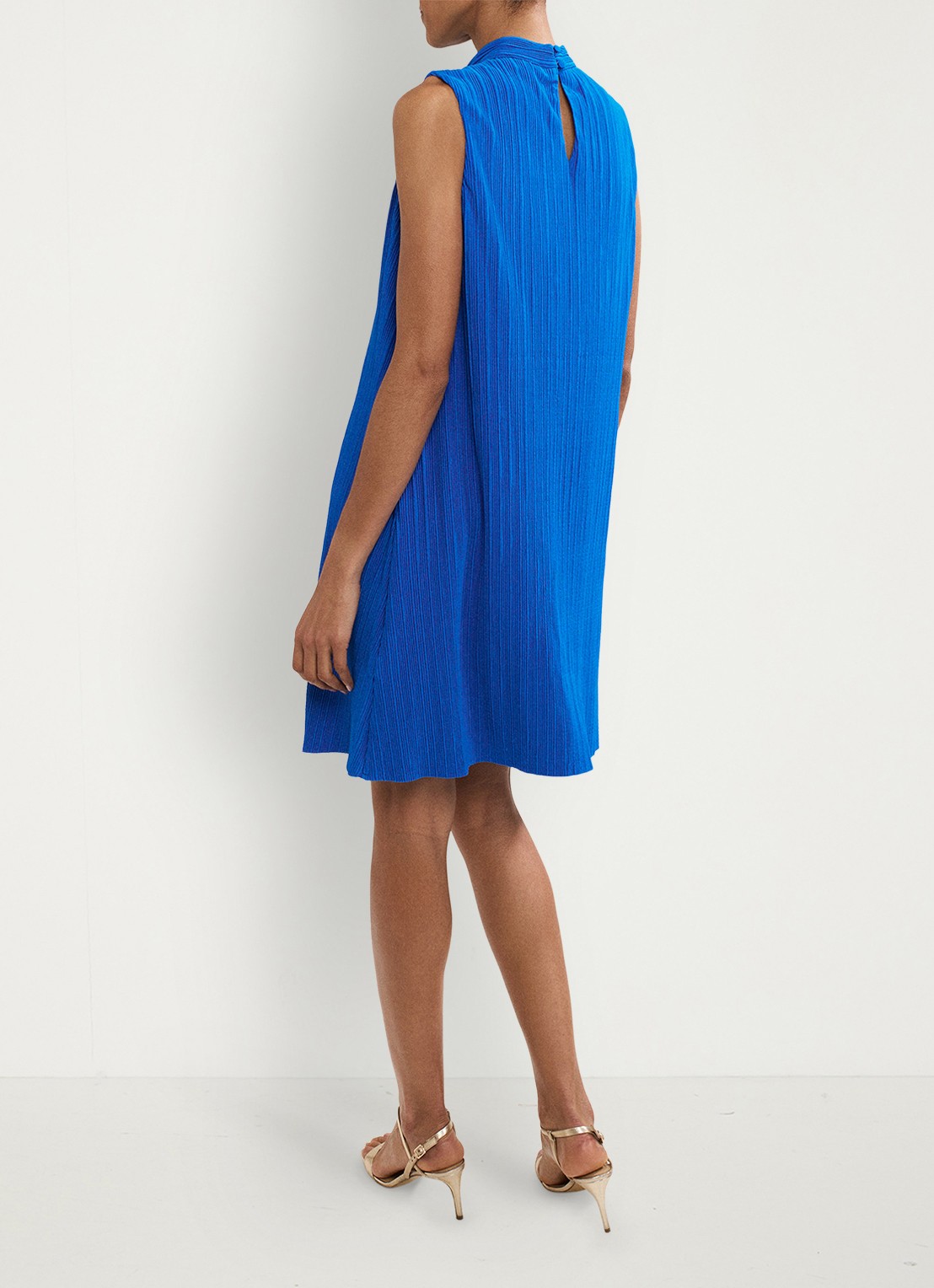 Phase Eight Betsie mini jurk met plissé - achterkant donkerblauw