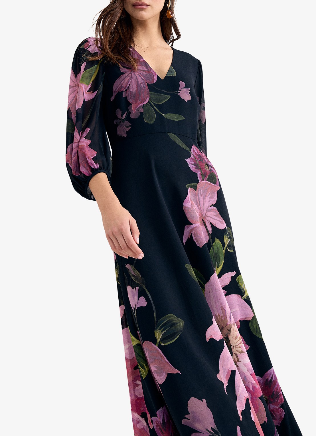 Phase Eight Betty maxi jurk met V-hals en bloemenprint - detail 4 blauw