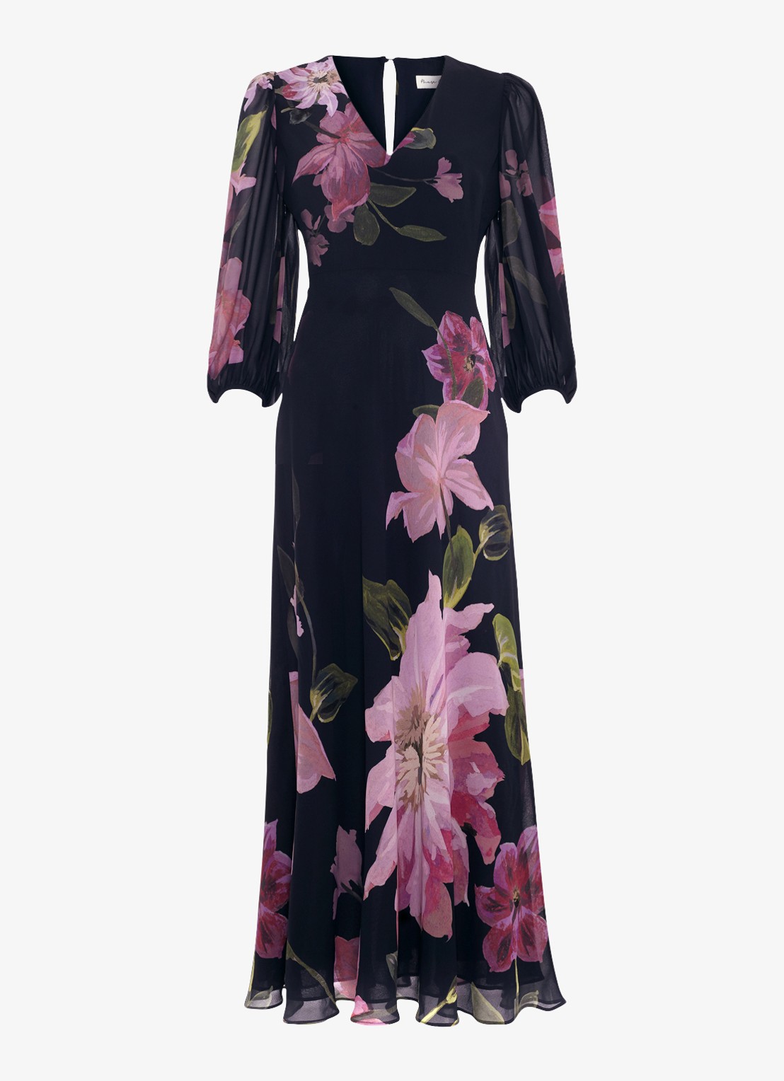 Phase Eight Betty maxi jurk met V-hals en bloemenprint - voorkant 2 blauw