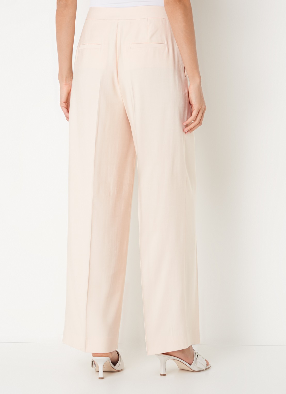 Phase Eight Bianca high waist wide fit pantalon met steekzakken - achterkant lichtroze