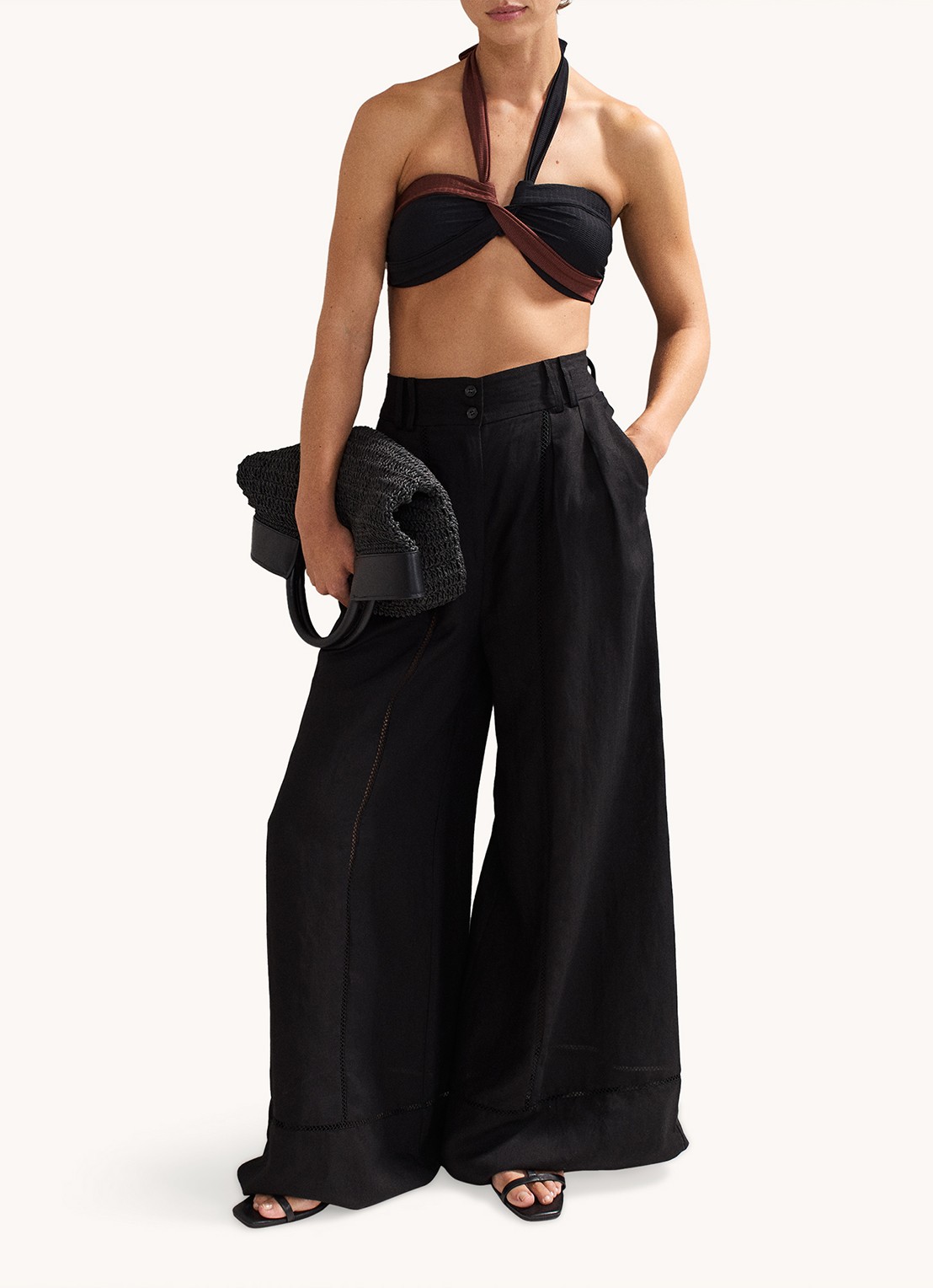 Phase Eight Bikinislip met structuur - voorkant 2 zwart