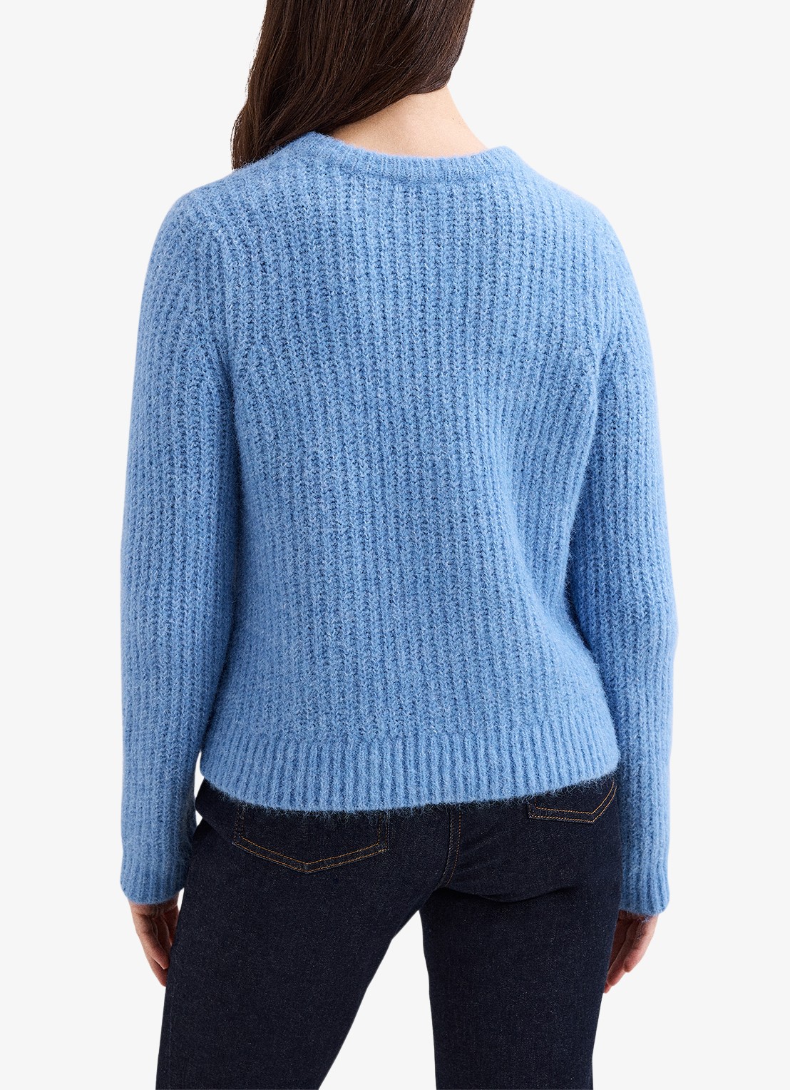 Phase Eight Billie grofgebreide trui in wolblend - achterkant 7 blauw