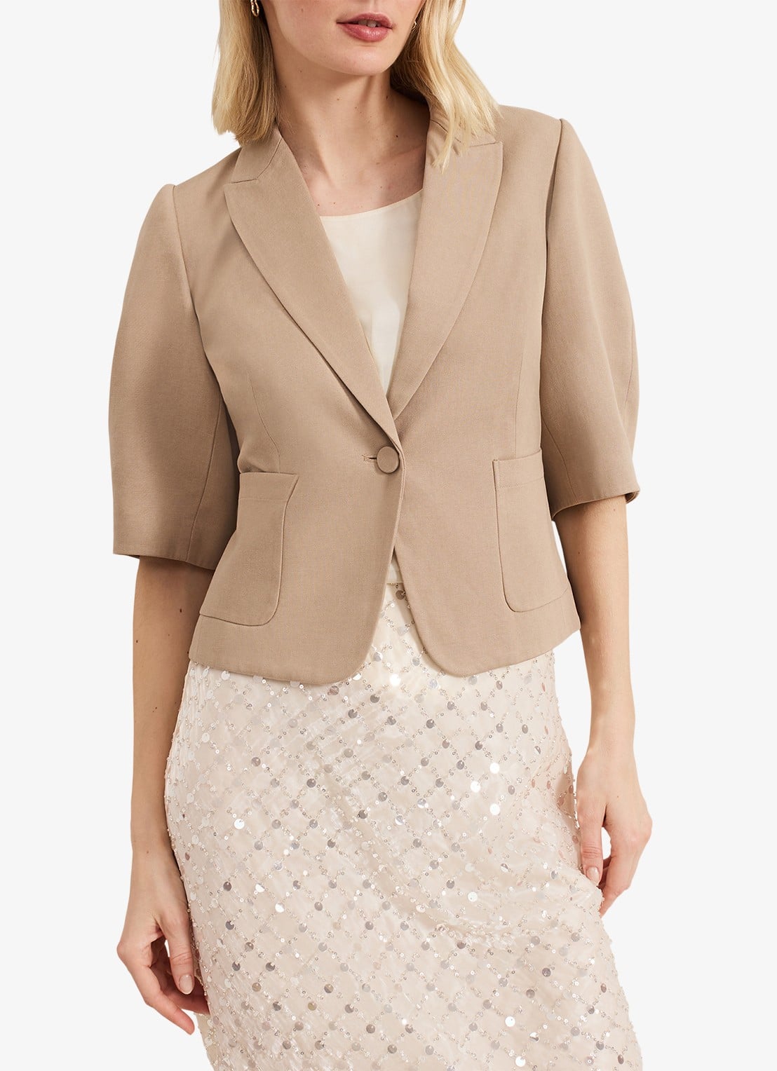 Phase Eight Blackwell cropped blazer  - detail 4 beige