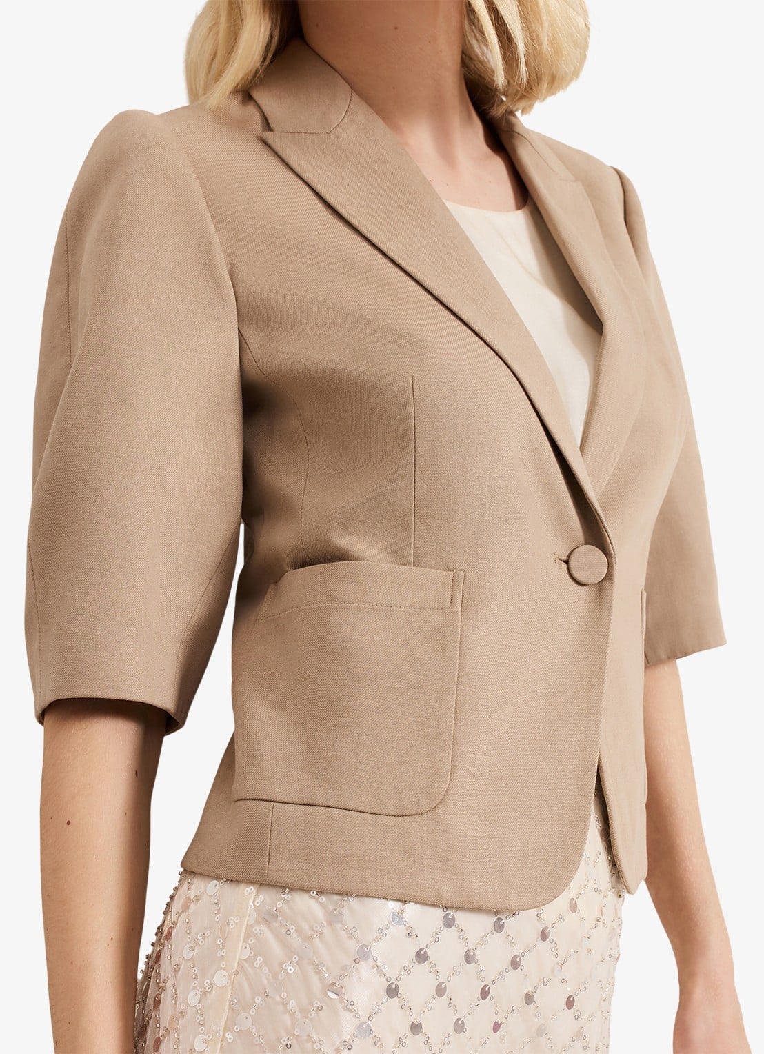 Phase Eight Blackwell cropped blazer  - detail 6 beige