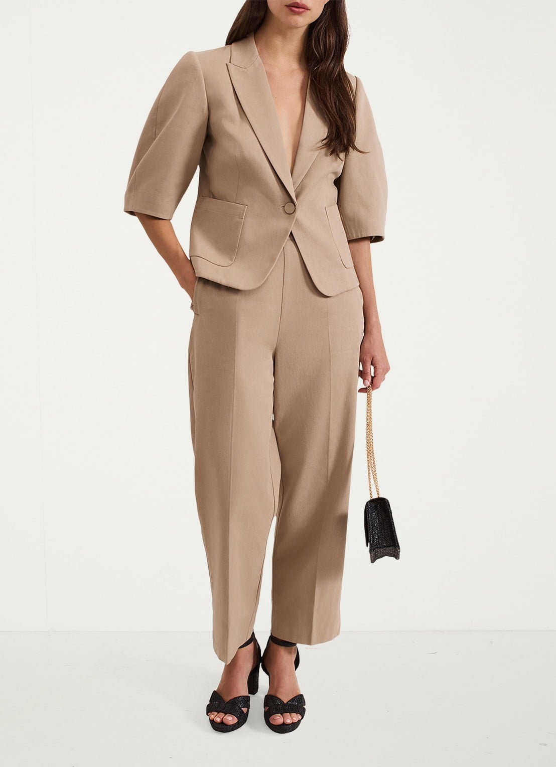 Phase Eight Blackwell cropped blazer  - detail 7 beige