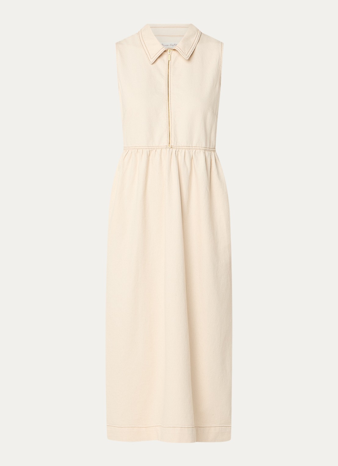 Phase Eight Blakely midi denim jurk met kraag - voorkant 3 gebroken wit