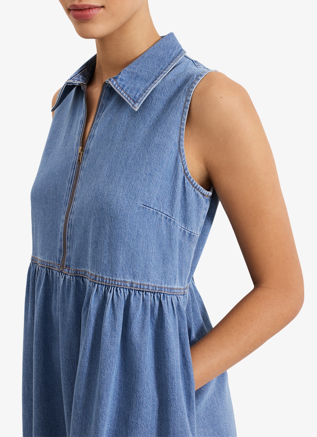 Phase Eight Blakely midi denim jurk met kraag - detail 5 indigo