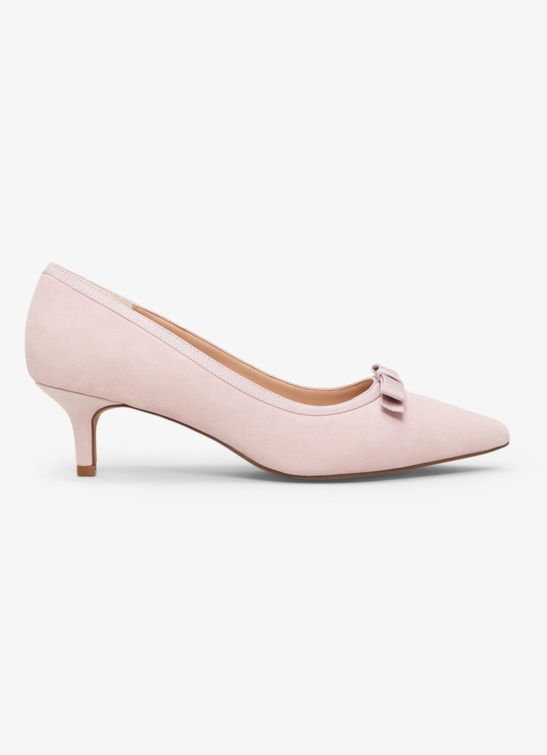 Phase Eight Bow pump van suède - voorkant 5 oudroze