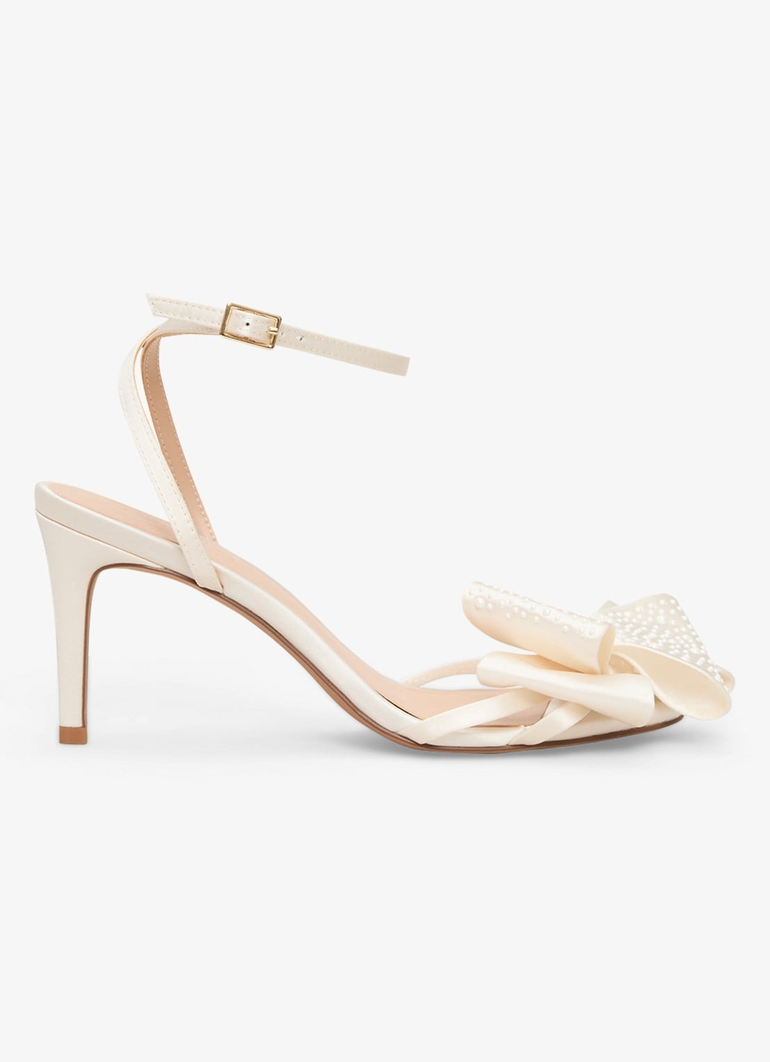 Phase Eight Bow sandalette met strikdetail en studs - voorkant ivoor