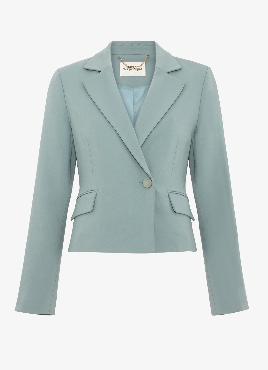 Phase Eight Bowen cropped blazer met klepzakken - voorkant 7 lichtblauw