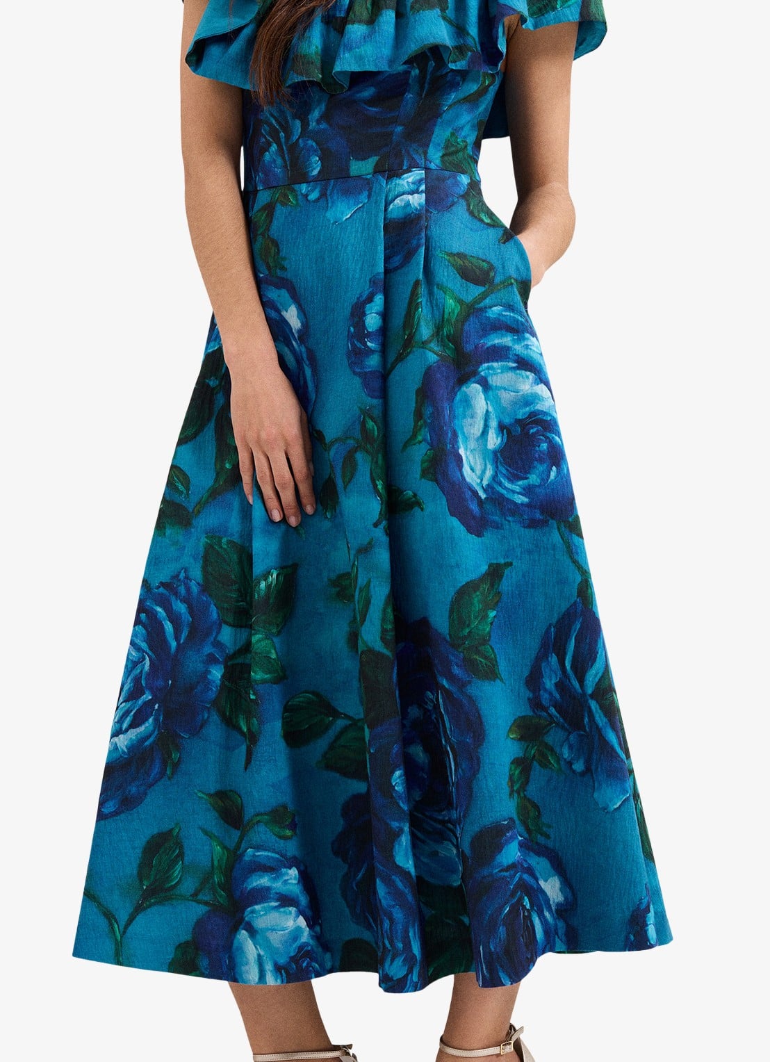 Phase Eight Brianne midi jurk met bloemenprint - detail 6 donkerblauw