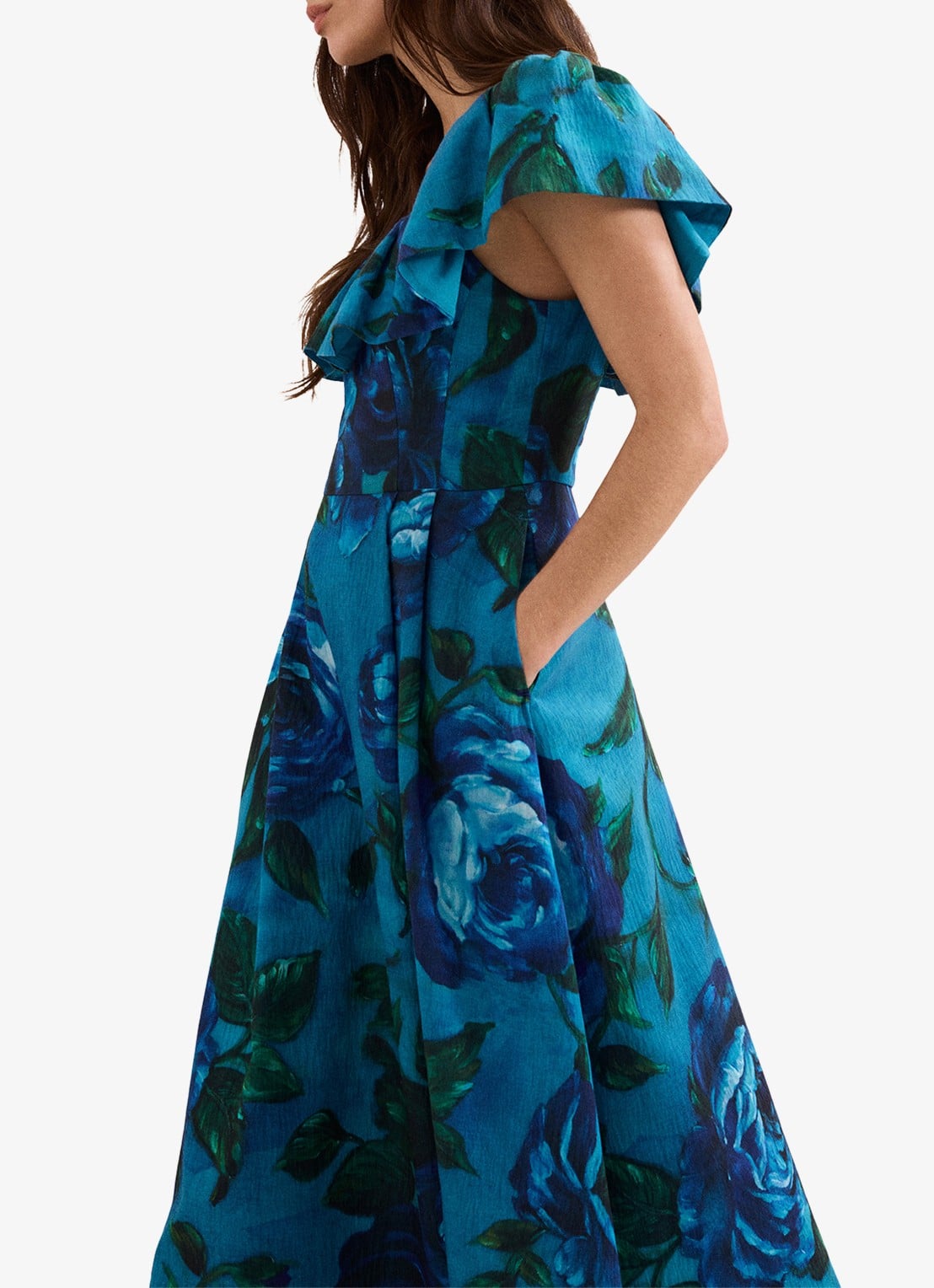 Phase Eight Brianne midi jurk met bloemenprint - detail 7 donkerblauw
