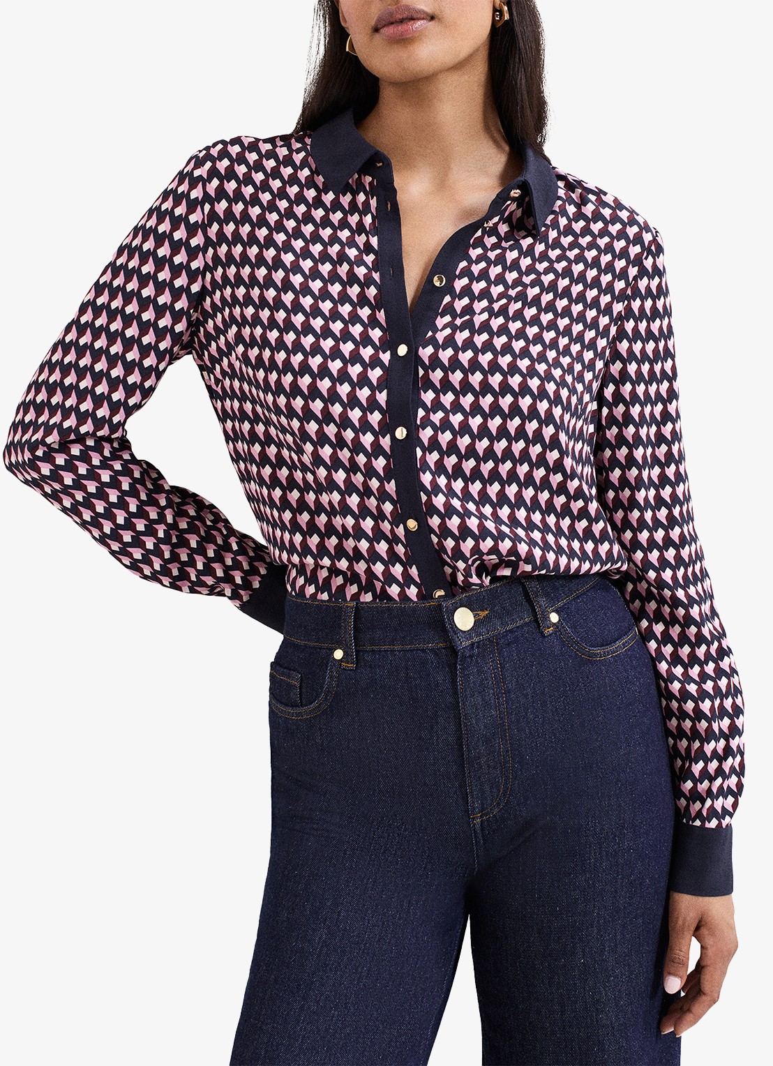 Phase Eight Briar blouse met grafische print - detail 2 donkerblauw