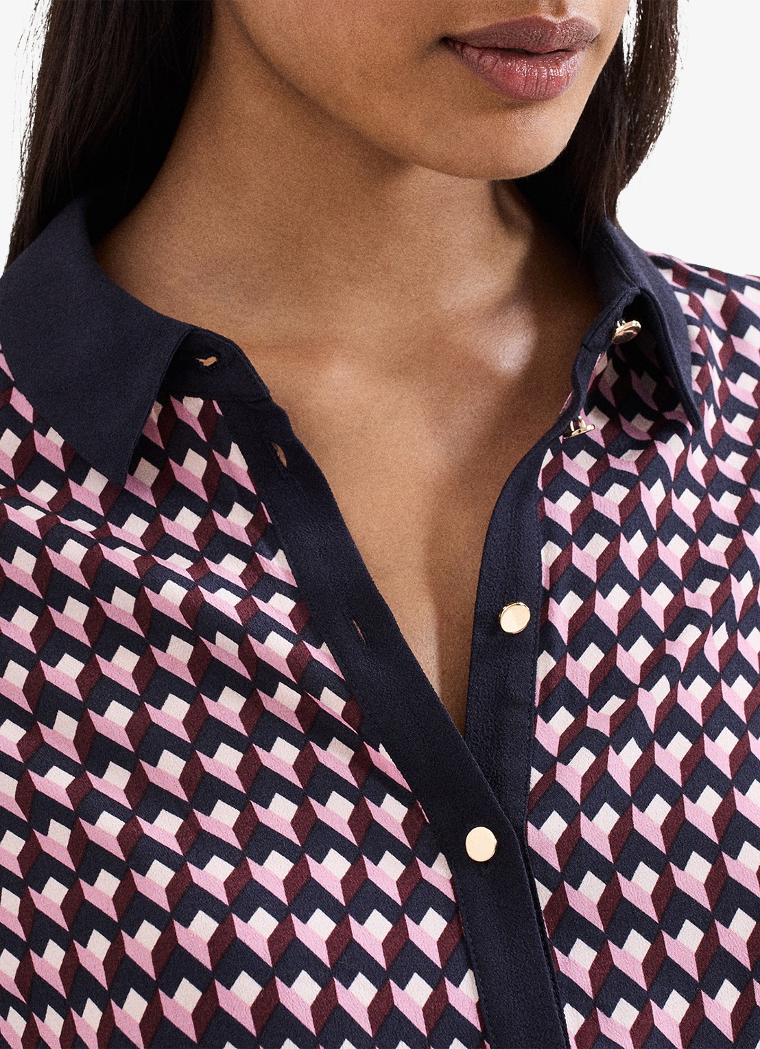 Phase Eight Briar blouse met grafische print - detail 3 donkerblauw