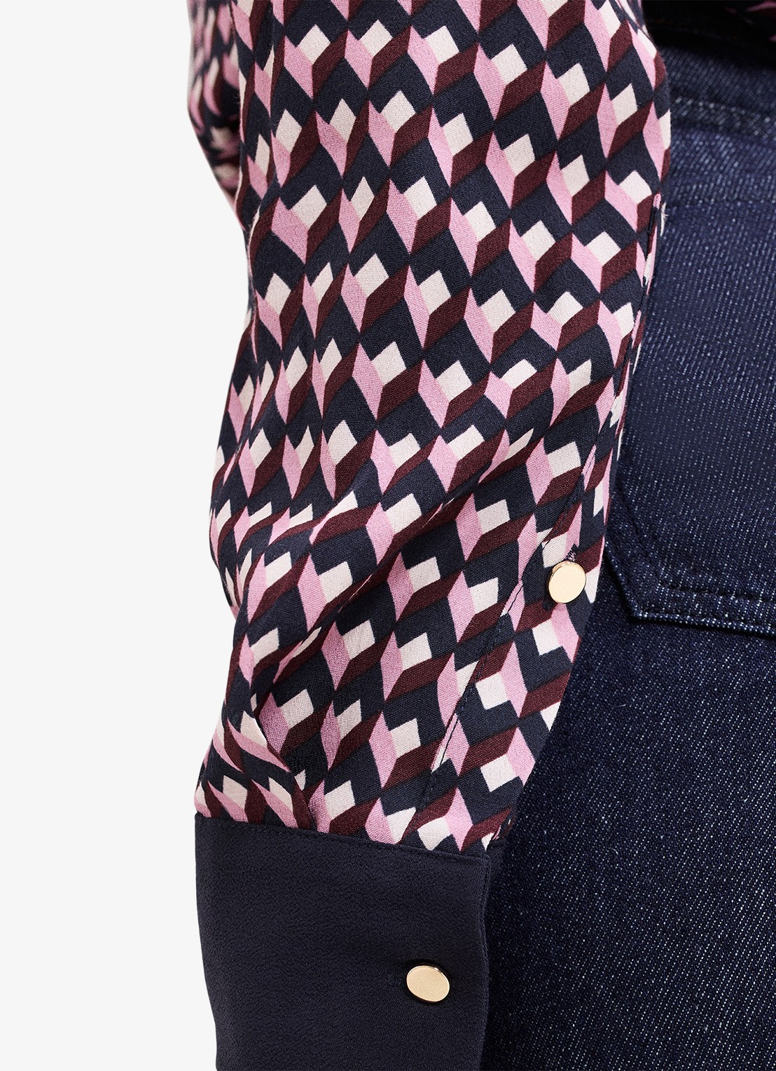 Phase Eight Briar blouse met grafische print - detail 5 donkerblauw