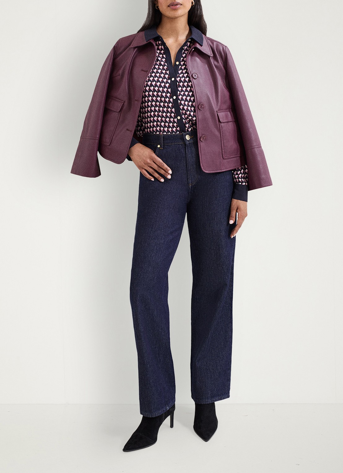 Phase Eight Briar blouse met grafische print - detail 6 donkerblauw