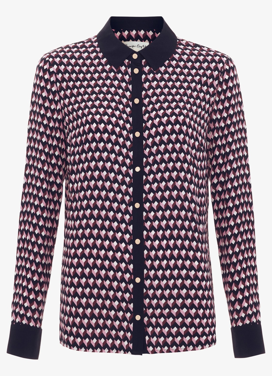 Phase Eight Briar blouse met grafische print - voorkant 7 donkerblauw