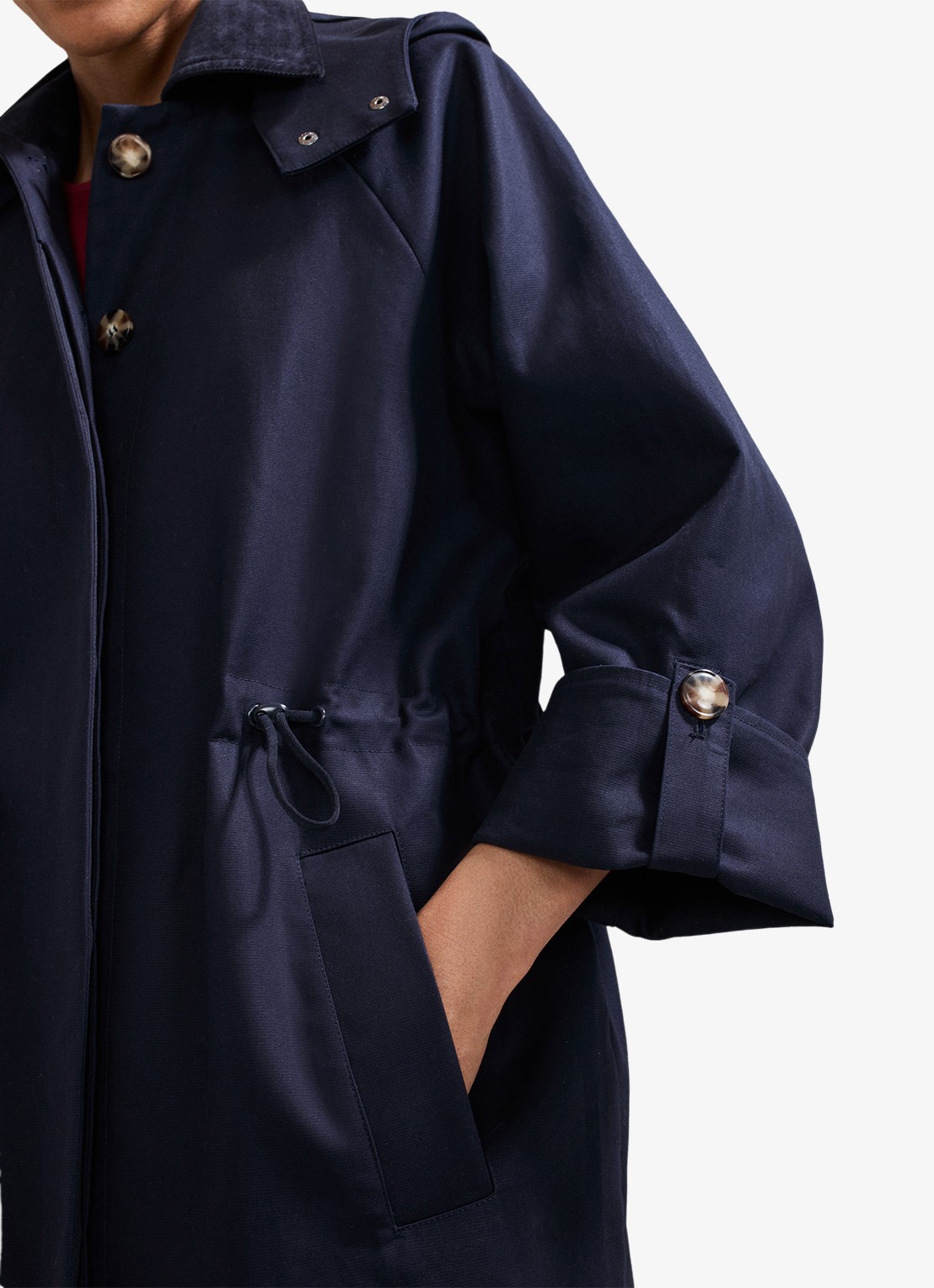 Phase Eight Broddie mantel met capuchon - detail 4 donkerblauw