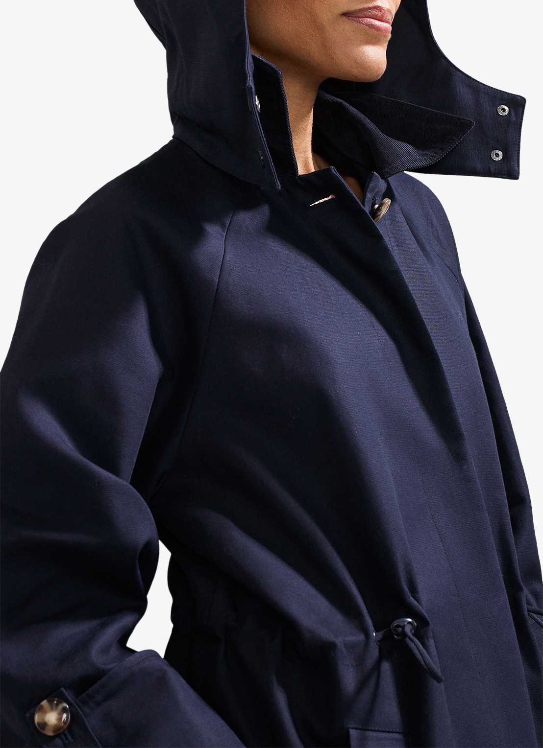 Phase Eight Broddie mantel met capuchon - detail 5 donkerblauw