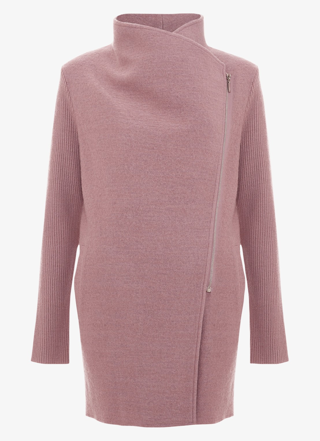 Phase Eight Byanca fijngebreid vest in wolblend - voorkant 6 oudroze
