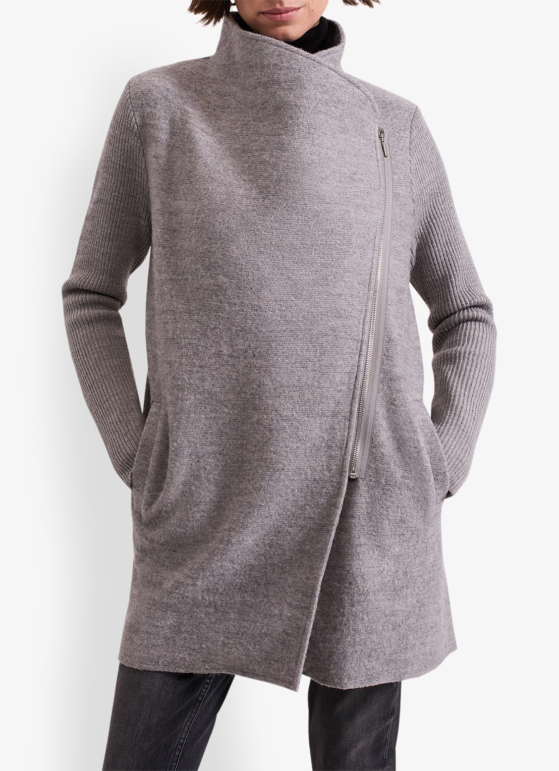 Phase Eight Byanca jack in wolblend met col  - detail 4 grijs