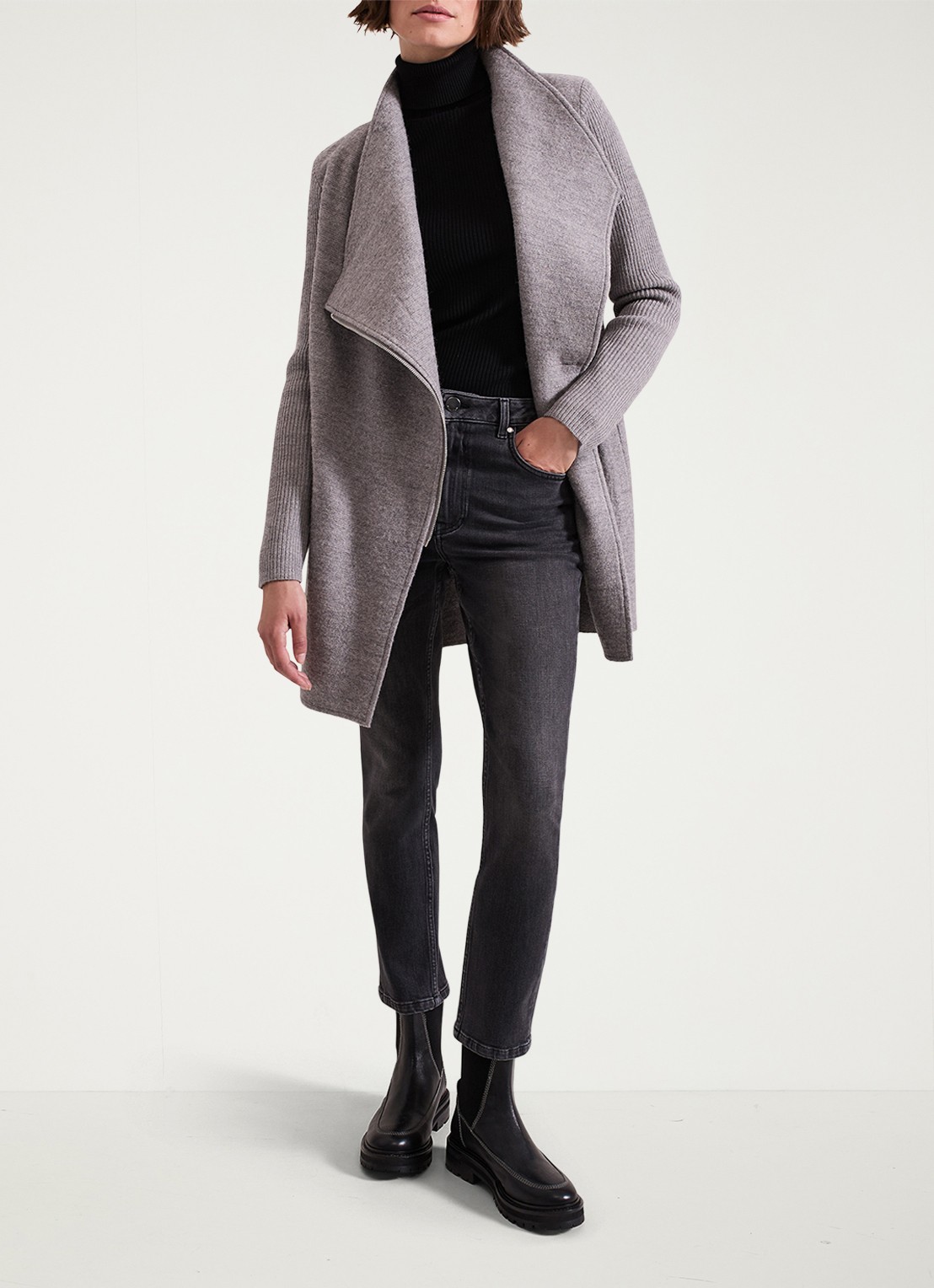Phase Eight Byanca jack in wolblend met col  - voorkant 3 grijs