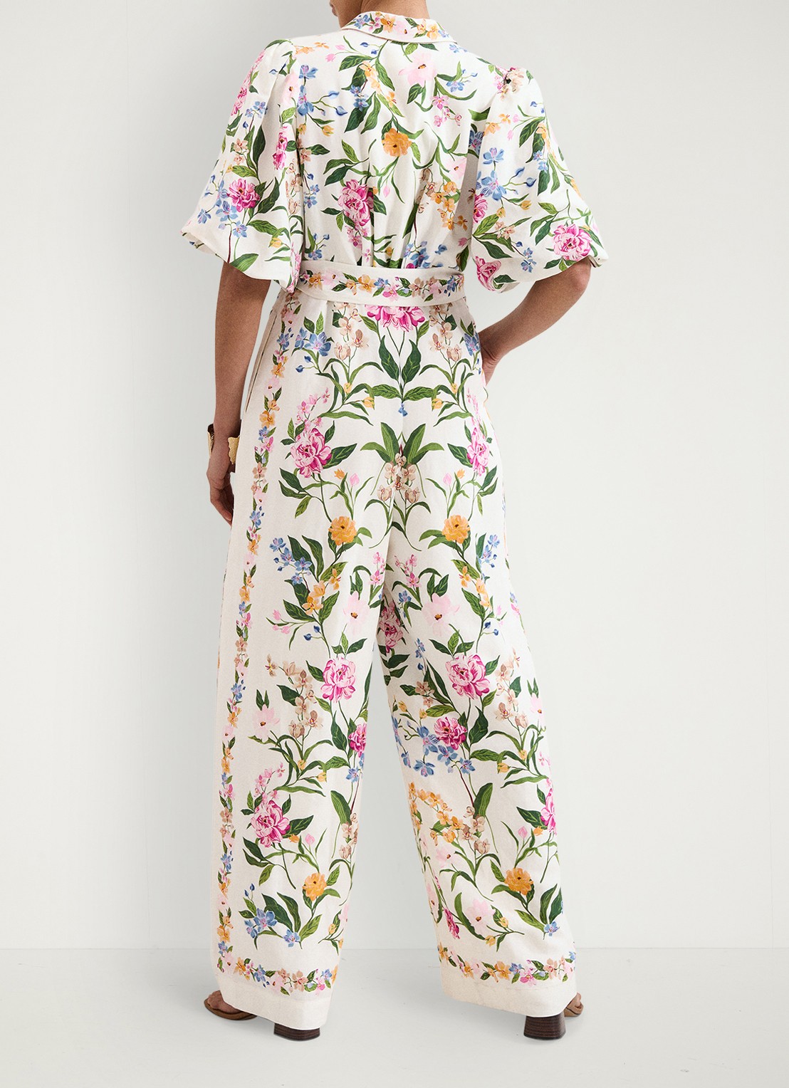 Phase Eight Camilla wide fit jumpsuit in linnenblend - achterkant 7 gebroken wit