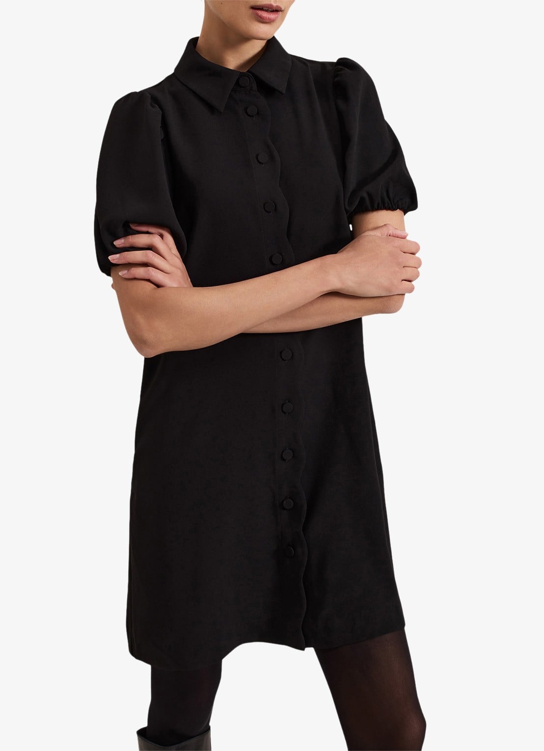 Phase Eight Candice blousejurk met pofmouw - detail 4 zwart