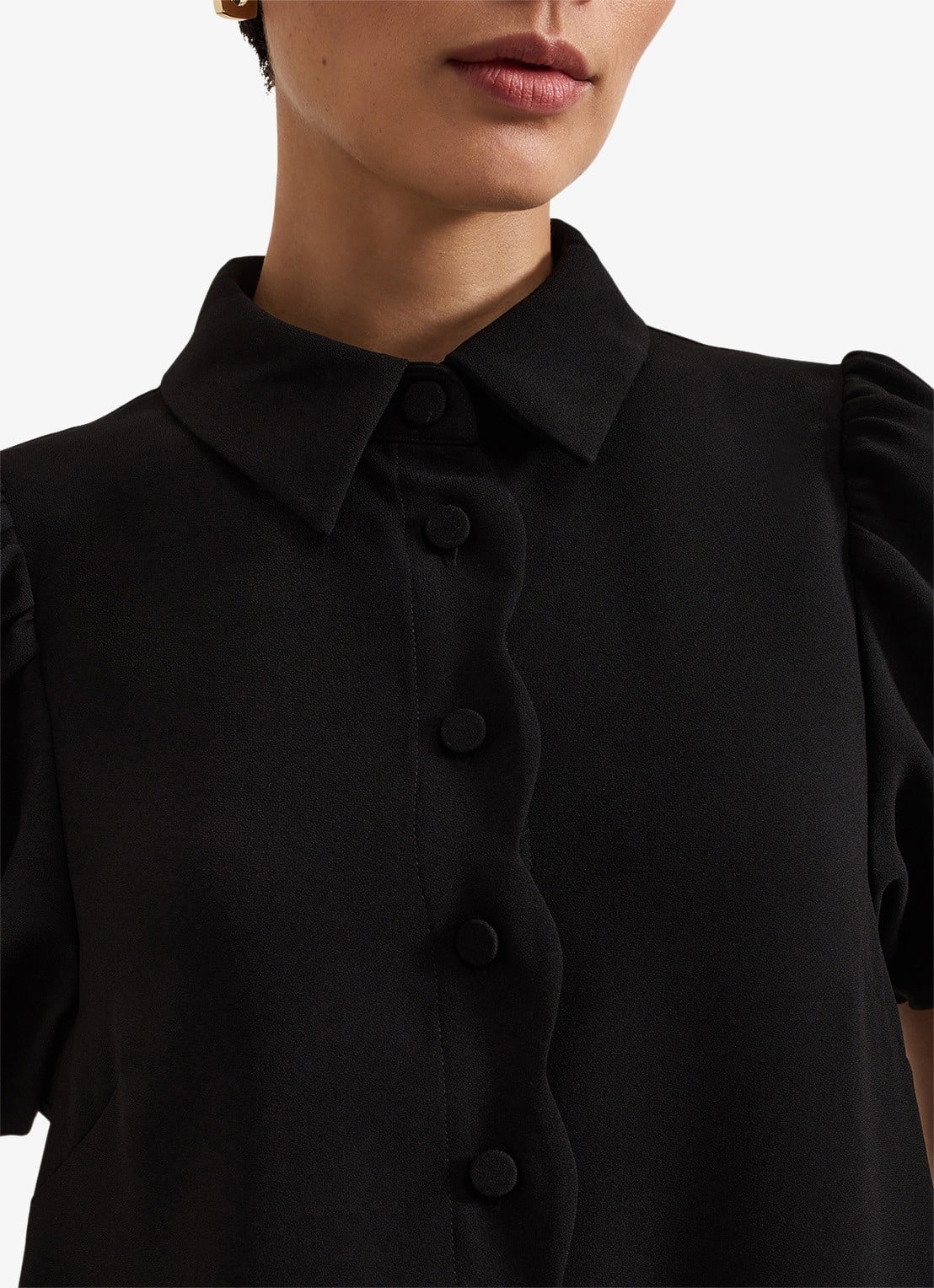 Phase Eight Candice blousejurk met pofmouw - detail 6 zwart