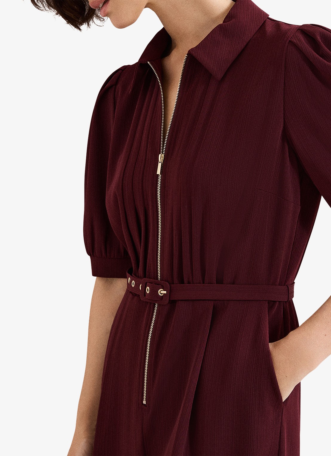 Phase Eight Candice jumpsuit met pofmouw - detail 7 bordeauxrood
