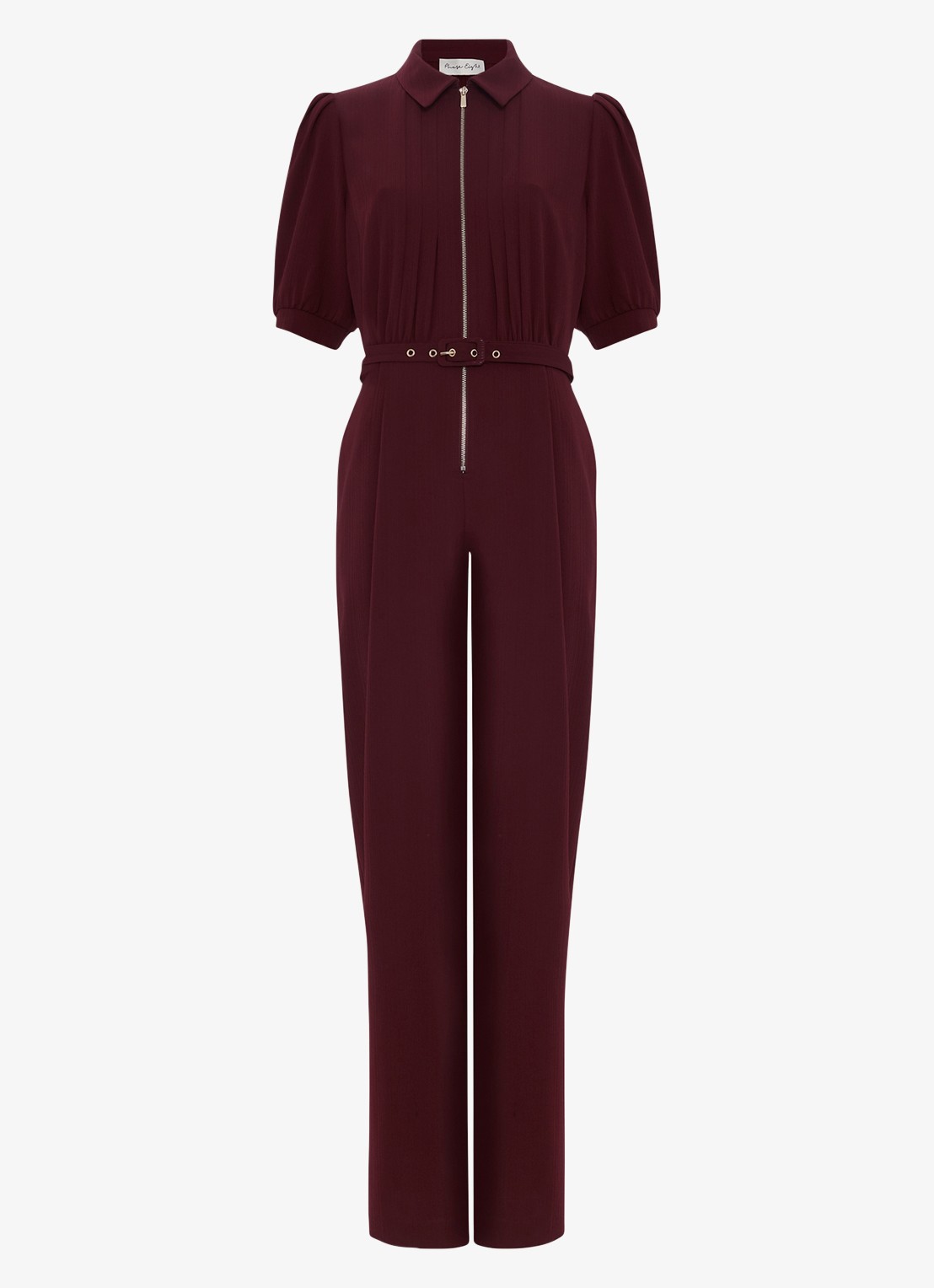 Phase Eight Candice jumpsuit met pofmouw - voorkant 2 bordeauxrood