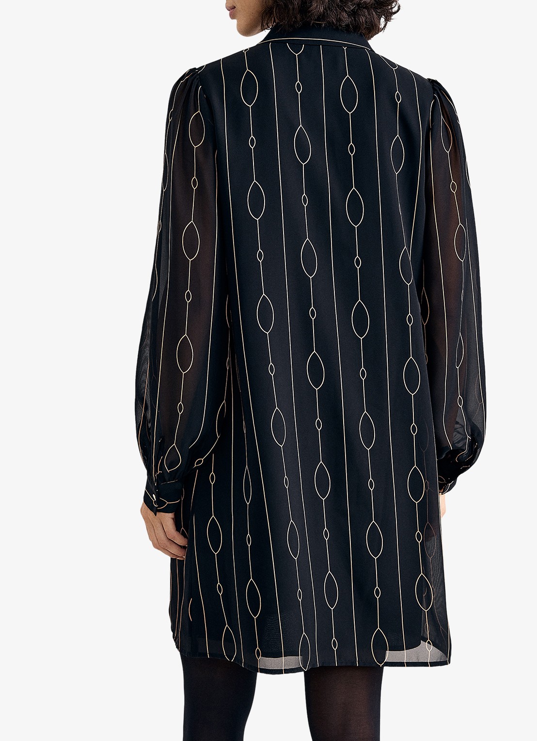 Phase Eight Candice midi blousejurk met grafische print - achterkant 8 zwart