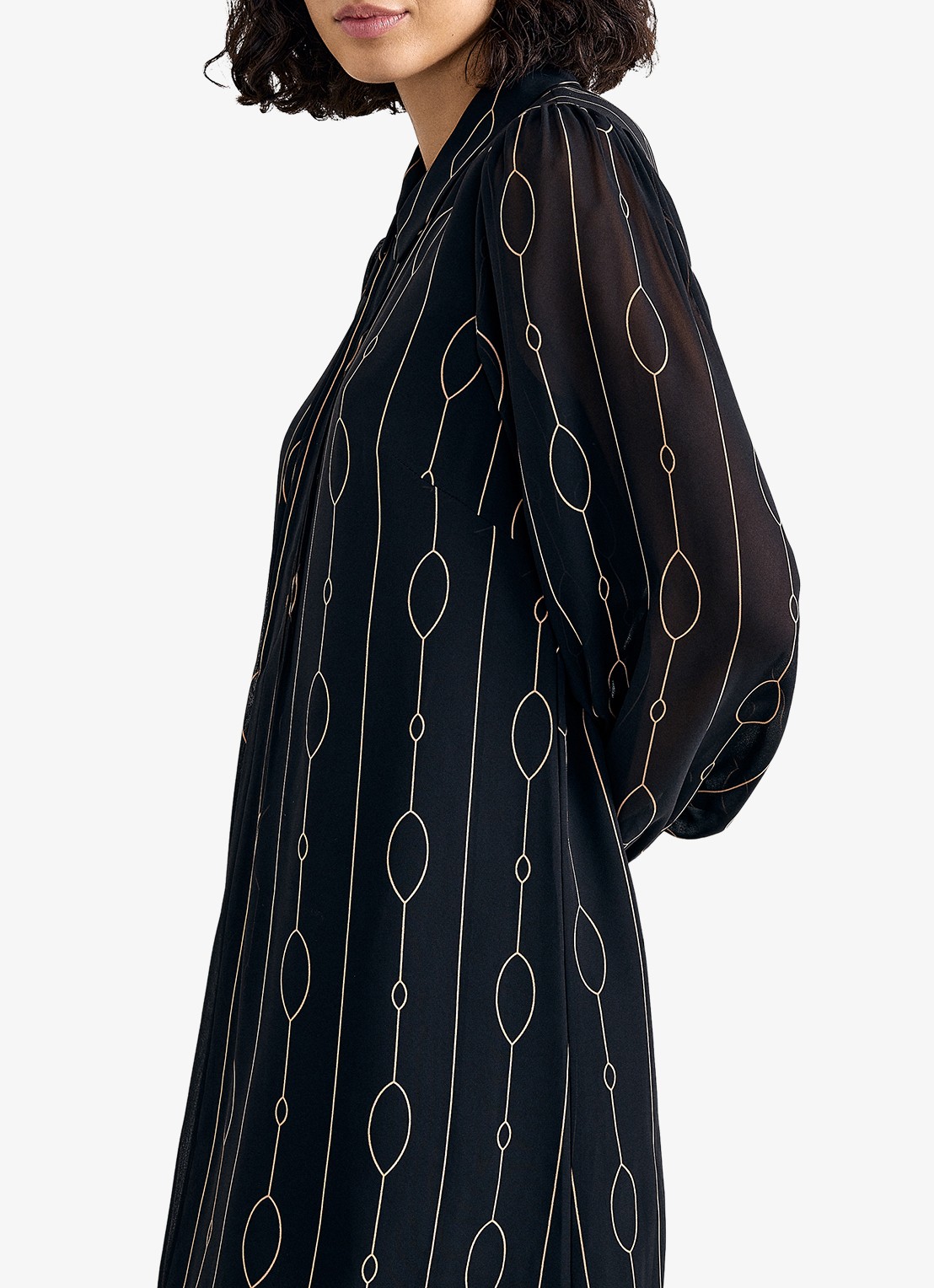Phase Eight Candice midi blousejurk met grafische print - detail 6 zwart