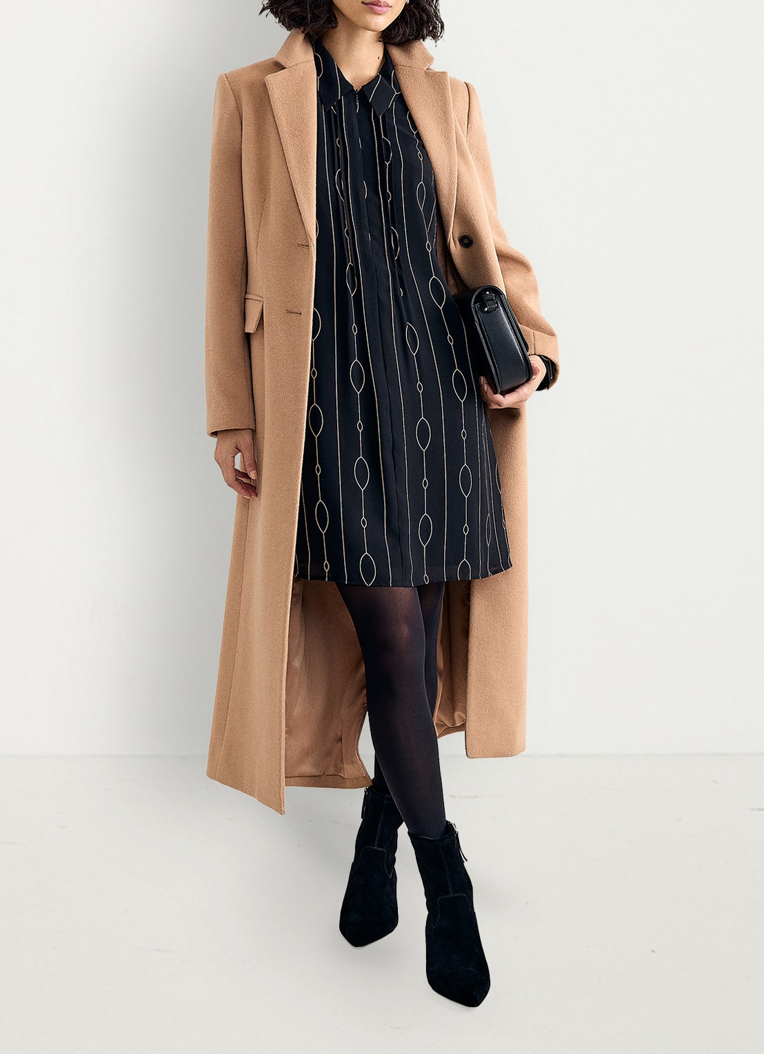 Phase Eight Candice midi blousejurk met grafische print - detail 7 zwart