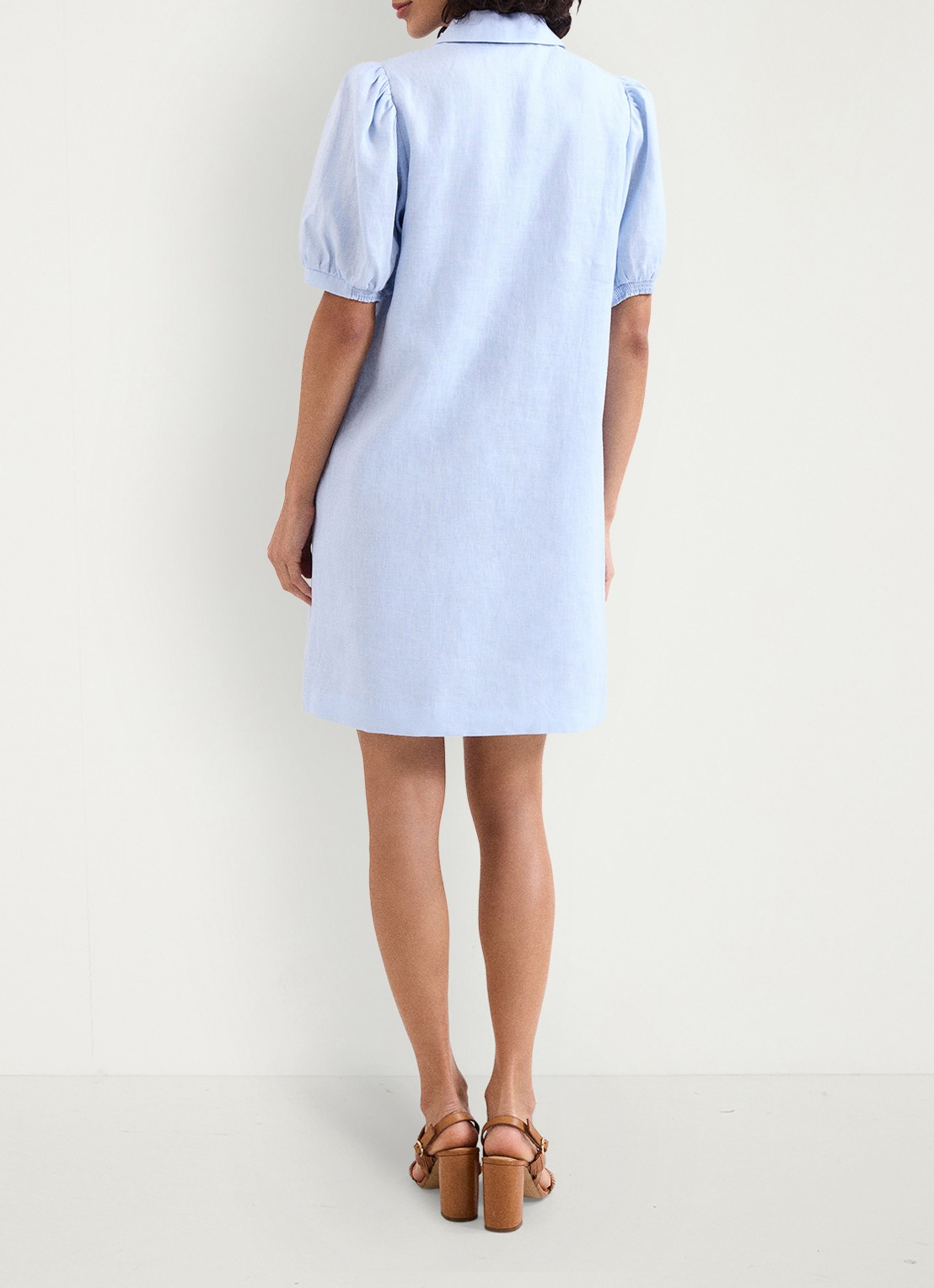 Phase Eight Candice mini blousejurk in linnenblend - achterkant 7 lichtblauw
