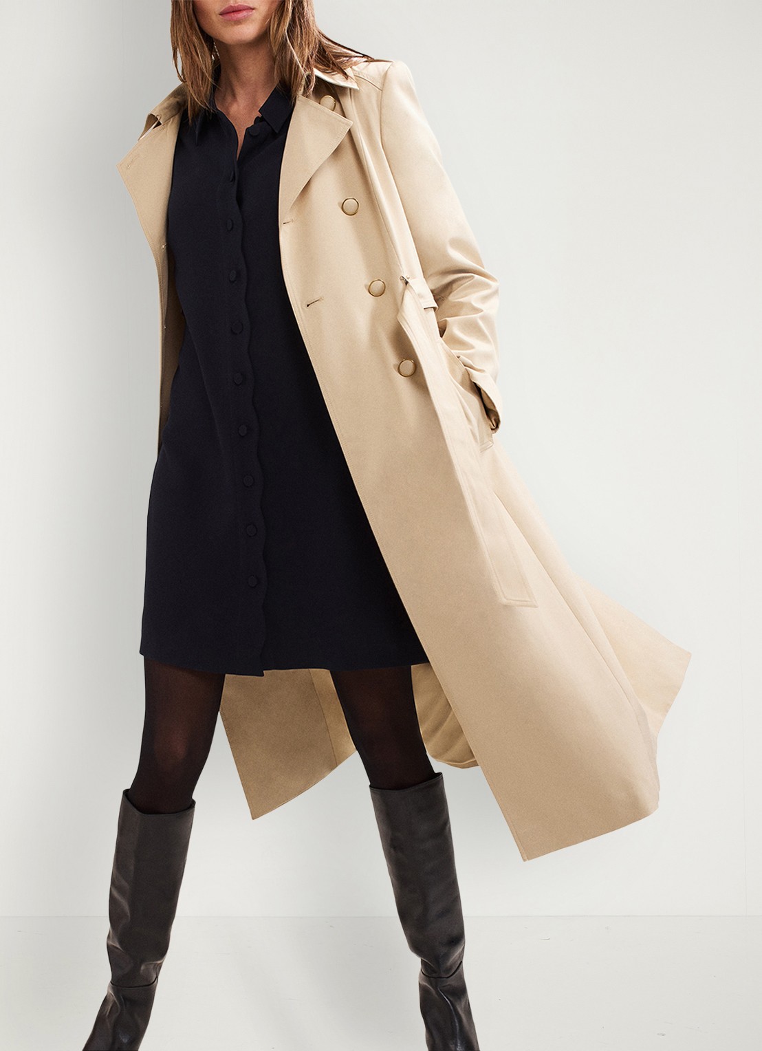 Phase Eight Candice mini blousejurk met kraag - detail 5 donkerblauw