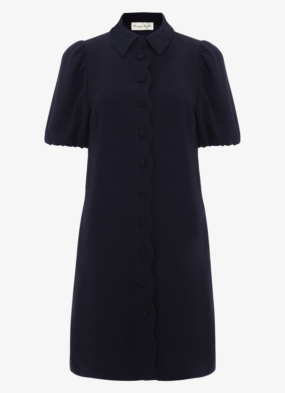 Phase Eight Candice mini blousejurk met kraag - voorkant 7 donkerblauw