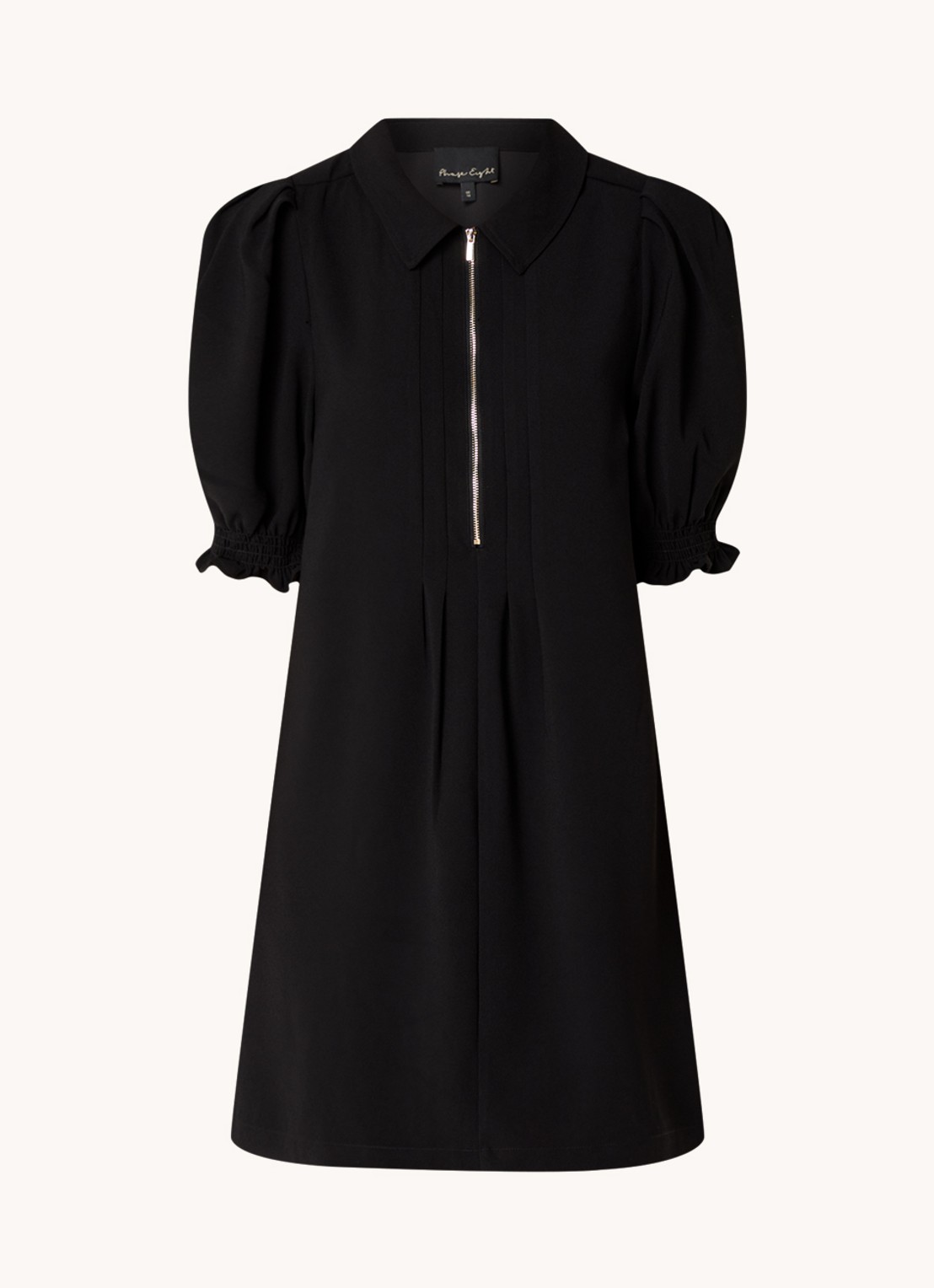 Phase Eight Candice mini jurk met pofmouw en steekzakken - voorkant 2 zwart