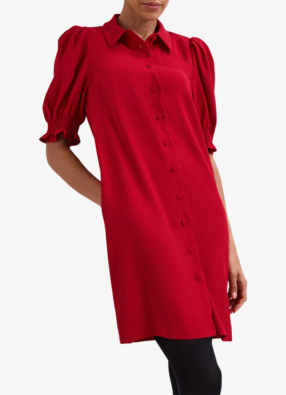 Phase Eight Candice mini jurk met pofmouw - detail 3 rood