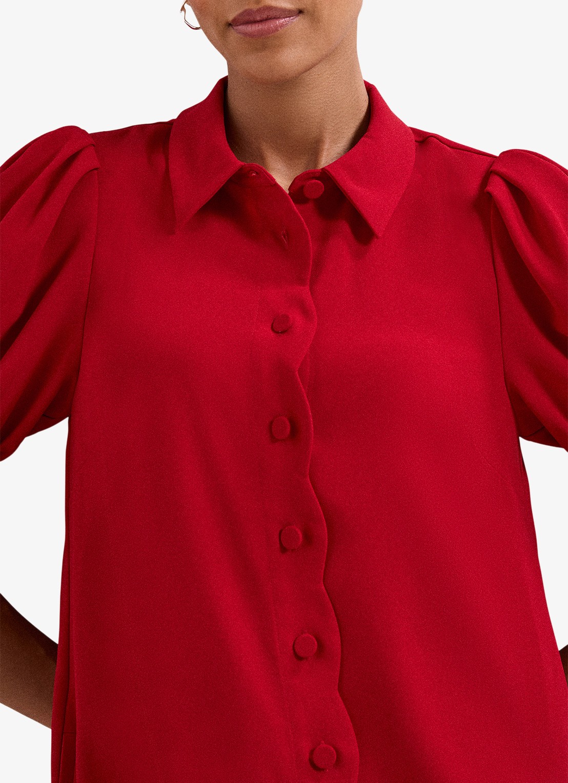 Phase Eight Candice mini jurk met pofmouw - detail 4 rood