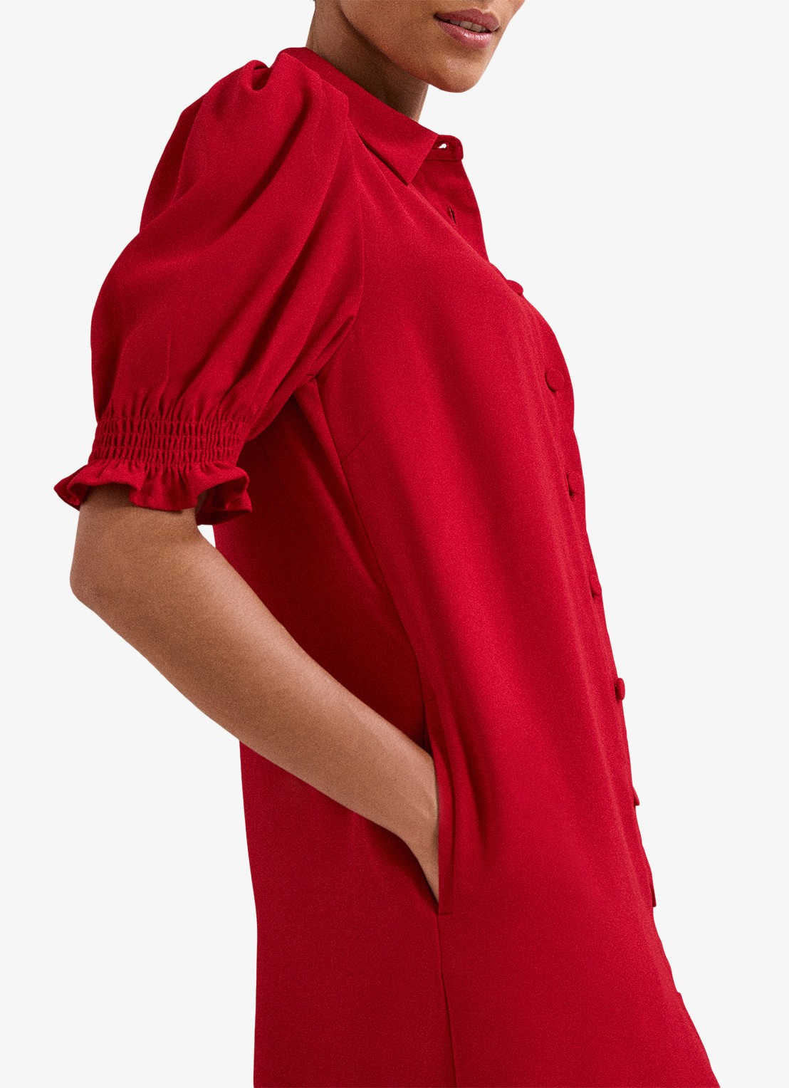 Phase Eight Candice mini jurk met pofmouw - detail 5 rood