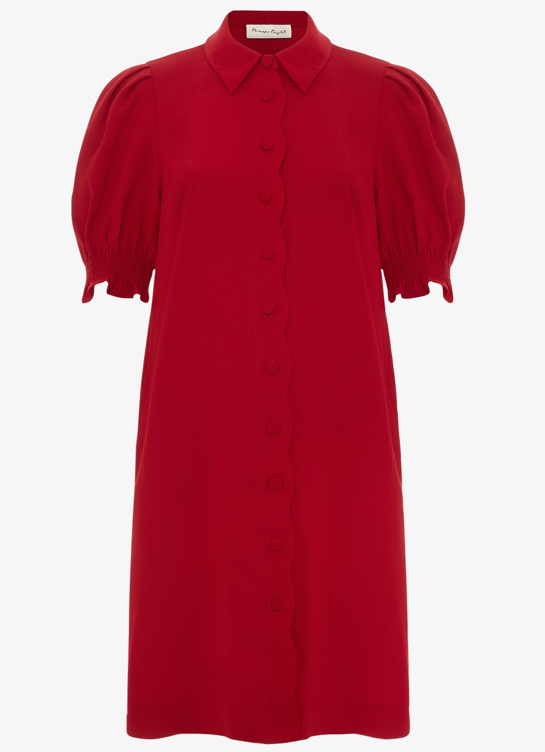 Phase Eight Candice mini jurk met pofmouw - voorkant rood