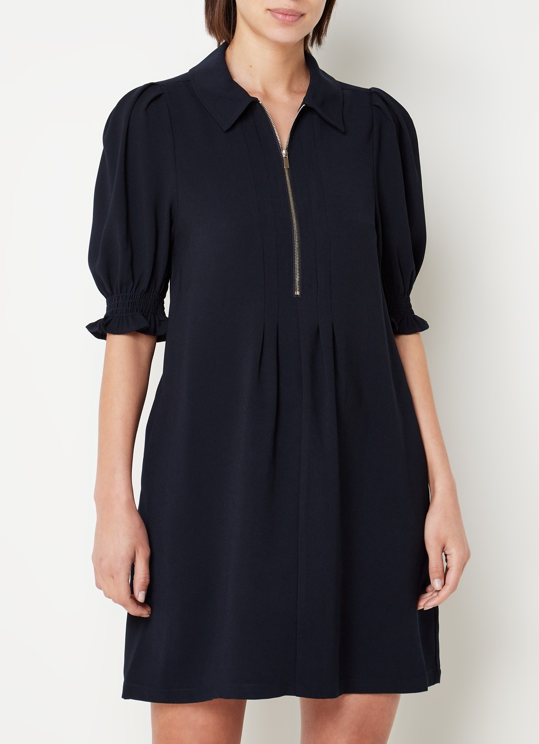 Phase Eight Candice mini tuniekjurk met halve rits - detail 2 donkerblauw