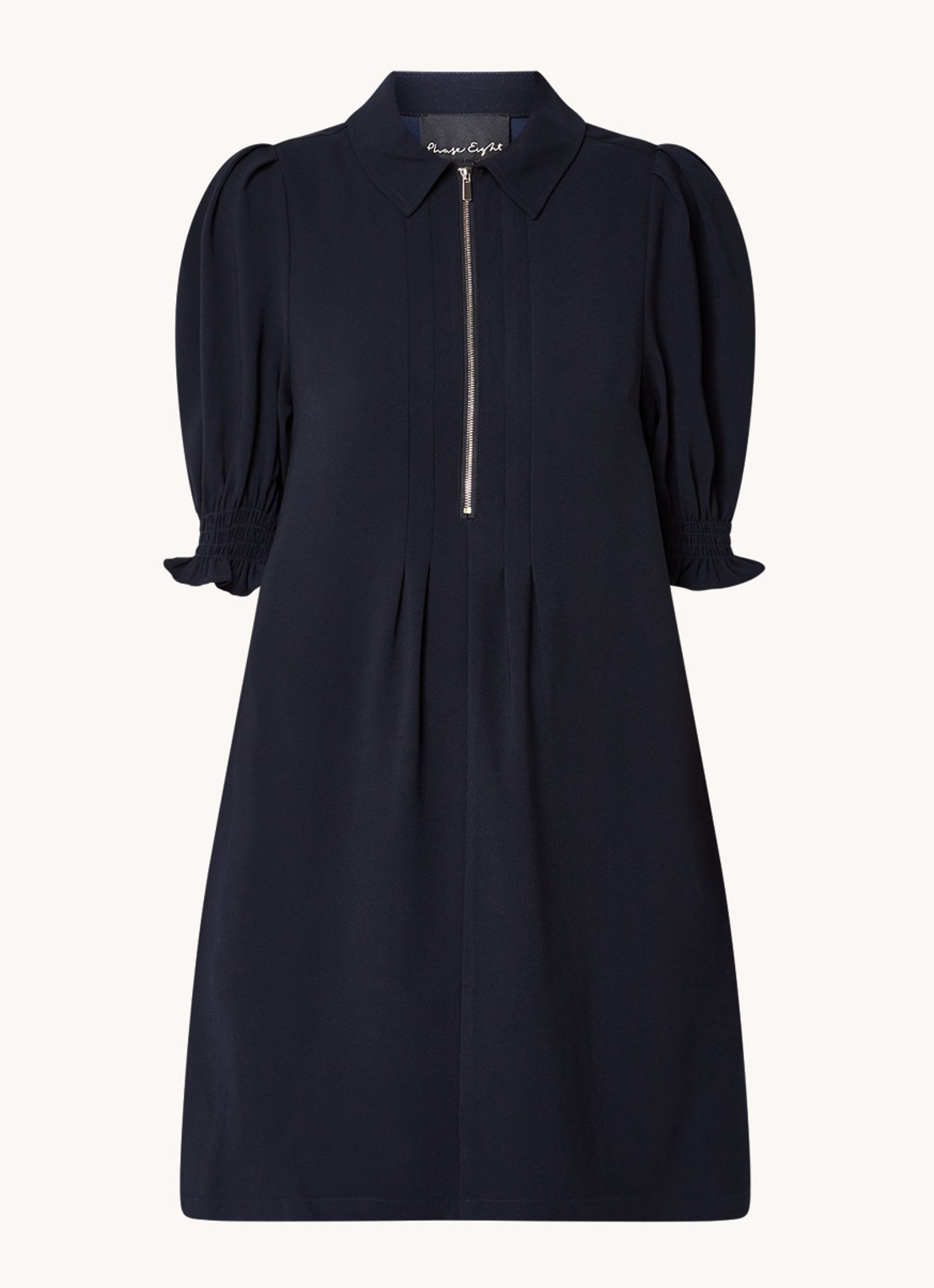 Phase Eight Candice mini tuniekjurk met halve rits - voorkant 3 donkerblauw