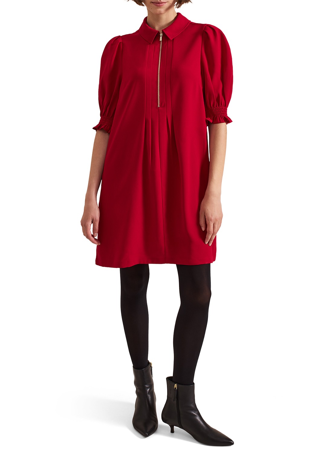 Phase Eight Candice mini tuniekjurk met pofmouw  - voorkant 6 rood